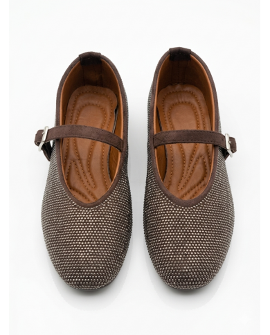 KOMPLE PARLAK TAŞLI ÜSTEN TOKALI-KAHVE SÜET BABET